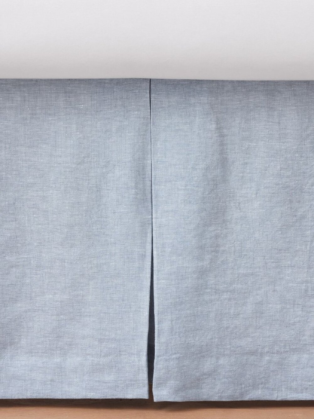 Pottery Barn Chambray Blue European Linen Crib Skirt Baby Nursery Bedding NWT